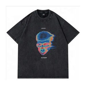 Camiseta OEM 2024 de alta calidad con estampado de gráficos lavados, ropa de calle para hombre, camiseta de Hip Hop de verano - Product Image 1