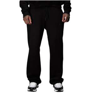 Pantalon de jogging noir surdimensionné pour homme, 380GSM, coton biologique lourd, streetwear, pantalon de survêtement avec logo imprimé en relief - Product Image 1