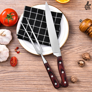Juego de cuchillos y tenedor para tallar, juego de cuchillos para barbacoa con mango de madera, 2 uds. - Product Image 3