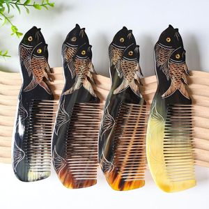 Peines de cuerno antiestáticos naturales hechos a mano por Crescent Crafts Colors Horn Buffalo Wholesale para regalos de vacaciones PEINES - Product Image 2