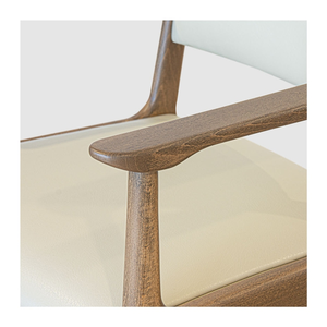 Elegante y moderno sillón de comedor de madera con tapicería color crema - Product Image 5