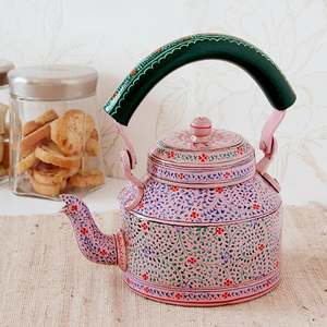 Fabricant indien Bouilloire à thé traditionnelle indienne Design antique peint à la main Capacité de 400 ml Bouilloire à thé - Product Image 5