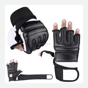 Custom Logo Leather MMA Boxing Gloves Breathable Sustainable Training Fingerless Hook Loop Closure for Wrist Lightweight - Product Image 1
