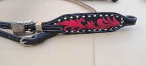Juego de arreos de cuero genuino Hoof Western, cabezada decorativa y pechera para espectáculos ecuestres, paseos a caballo y equitación. - Product Image 3