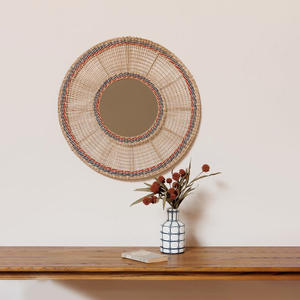 <b>Small</b> braided seagrass <b>mirror</b> open weave sea grass raffia <b>mirrors</b> indoor space decor centerpiece - Product Image 3