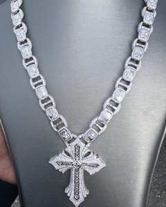 Colgante de Cruz personalizado de plata 925, Diamante de moissanita redondo, joyería de Hip Hop, collar con abalorio helado, regalo de cumpleaños - Product Image 5