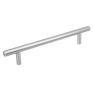 Poignées de meubles cylindriques en acier Hermex de 160 mm en finition nickel pour armoires de chambre à coucher, commodes, placards, design minimaliste - Product Image 1
