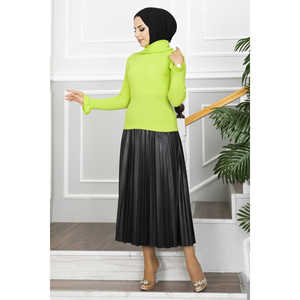 Suéter de Punto Verde Fluorescente para Mujer, con Detalle de Volantes, Transpirable, Estilo Casual Y2K para Otoño/Invierno, con Logotipo Delantero - Product Image 2