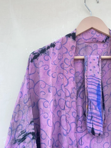 Handmade <b>Purple</b> <b>Tie</b>-Dye Silk Kimono Robe Summer Autumn Spring Daily Life Style Hand <b>Tie</b> Dye Robe - Product Image 3
