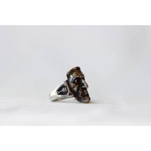 Bague Chevalière Unisexe Faite à la Main en Argent Sterling 925, Motif Dante Alighieri, Bijou Artisanal Chrétien Renaissance, pour Mariage et Fête, Noir - Product Image 5