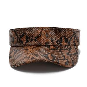 Gorra con visera de piel de serpiente de cuero PU para mujer, protección solar, sombrero con visera para viajes y discotecas en rojo, azul, marrón, estilo informal - Product Image 3