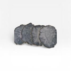 Modern Deep <b>Blue</b> Agate Coasters with Rich Gold Trim for Elegant Luxury <b>Table</b> Presentation - Product Image 5