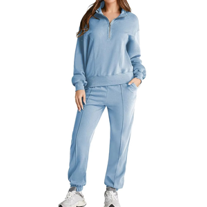 Survêtement en molleton 2025 coton écologique pour femmes 100% hiver Logo personnalisé vêtements de sport chauds Jogging Style décontracté - Product Image 1