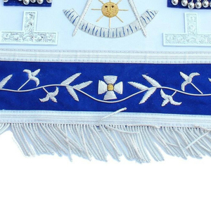 Tablier maçonnique personnalisé brodé, bleu et blanc, avec franges en velours, symbole croix, badge décoratif à coudre, accessoire vestimentaire - Product Image 4