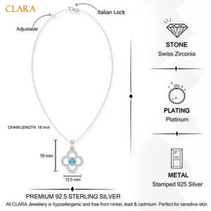 NOVAMART Fine Genna Silver <b>Pendant</b> Chain <b>Emerald</b> Cut Flower Geometric Design Featuring Zircon Pearl Rhodium-Plated Trendy Classi - Product Image 5