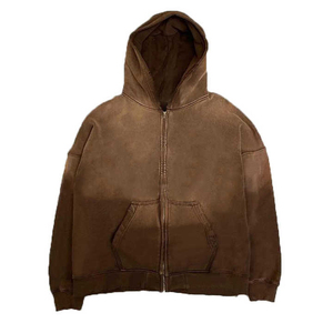 Vente en gros de sweats à capuche zippés d'hiver de haute qualité avec logo personnalisé, lavage à l'acide, tissu en molleton de coton pour hommes - Product Image 1