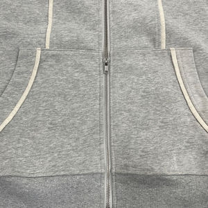 Sudadera con Capucha Extra Grande de Verano, Lavada al Ácido, Térmica, 100% Algodón, Holgada, con Cierre para Hombre - Product Image 3