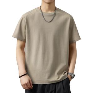 Camiseta de Algodón de Alta Gama con Cuello Redondo y Manga Corta para Hombre, Estilo Urbano, Transpirable, Ligera y Fresca para Verano - Product Image 1