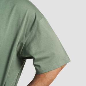 Camiseta de Algodón 100% Verde Oversize para Hombre, Diseño Liso con Estampado Serigrafiado, Modelo con Número Impreso, Tejido Jersey - Product Image 6