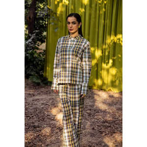 ชุดกีฬาผู้หญิงไซส์ XS/XS รุ่น KST-43054 ชุดเซ็ตสองชิ้นย้อมเส้นด้าย ทรงหลวมใส่สบายสำหรับฤดูร้อน - Product Image 5