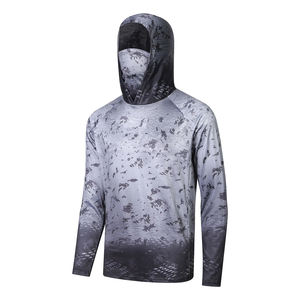 Sweat à capuche de pêche Performance avec masque attaché en chemise à manches longues évacuant l'humidité de style camouflage pour les pêcheurs australiens en plein air - Product Image 1