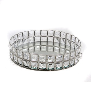 New Designer Nickel Plating Iron Crystal Glass <b>Mirror</b> <b>Tray</b> for Weddings Decoration Modern Style Serving <b>Tray</b> Handmade Customized - Product Image 1