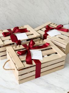 Cesto Regalo in <span class=keywords><strong>Legno</strong></span> Personalizzabile con Manico, Confezione Rustica Lucida per Regali <span class=keywords><strong>di</strong></span> Compleanno o Festività - Product Image 3