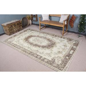 พรมตุรกีขนาด 5.5x8.9 ฟุต พรมวินเทจขนาดใหญ่ พรมขอบสีน้ำตาล - Product Image 1