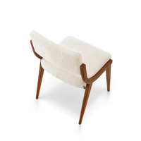 Chaise de salle à manger moderne avec structure en teck massif et revêtement en velours, portable, adaptée à l'intérieur et à l'extérieur, pour la maison, le bureau, le parc, l'appartement