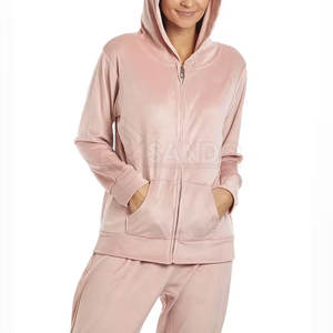 Survêtement en velours d'extérieur grande taille pour femmes Logo personnalisé à capuche motif solide matériau durable dernier style pour l'hiver - Product Image 4