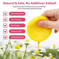 Lingettes Visage Nettoyantes au Curcuma et Acide Kojique, 50 Disques de Coton Pure Marque Blanche, Exfoliants pour l'Élimination des Taches Brunes