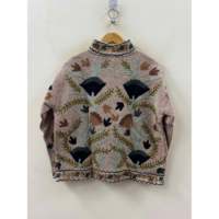 Blouson Bomber en Coton Écologique Style Sozni, Motif Chevron Rose Pâle Botanique, Léger, Design Universitaire, Printemps, Logo Personnalisé, Prairie