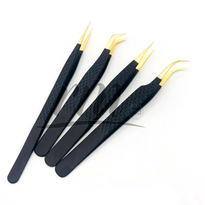 RMI Nueva Tendencia Mejor Producto Pinzas para Extensión de Pestañas Agarre de Diamante Punta Dorada y Pinzas para Pestañas con Recubrimiento de Polvo Negro - Product Image 5
