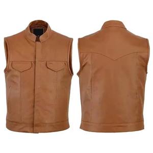 Gilet en cuir vintage sans manches de haute qualité pour hommes, vêtements d'extérieur décontractés respirants pour l'hiver, couleur et logo personnalisés - Product Image 1
