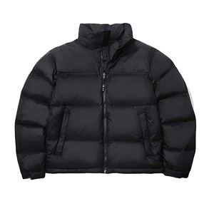 Chaqueta acolchada de invierno con estampado de leopardo personalizado de alta calidad para hombre, cuello levantado con logotipo frontal, tela de lona - Product Image 2