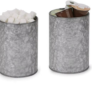 Set Of 2 Galvanized <b>Storage</b> <b>Containers</b> Stylish Durable And Functional Organizer For <b>Kitchen</b> Pantry Home And Everyday Uses - Product Image 1