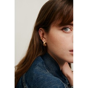 Boucles d'oreilles créoles géométriques en or jaune 14k 18k et argent sterling, design minimaliste, pour usage quotidien, bijoux unisexes, boucles d'oreilles Viggo - Product Image 4