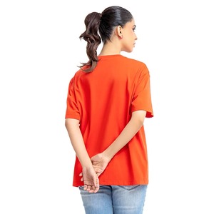 T-shirt femme imprimé graphique surdimensionné quantité minimale de commande bas Logo personnalisé couleur rouge O cou femmes maillot décontracté pour toutes les saisons - Product Image 3
