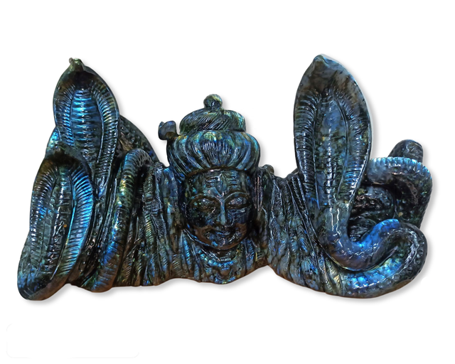 TOP QUALITY Natural Labradorite Hand Carved SHIVA Statue Carving Spiritual Reiki & Healing Stones THIRD EYE CHAKRA