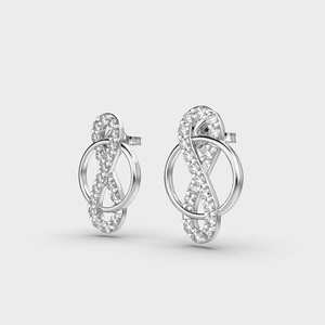 9K Yellow / White / Rose Gold Diamond <b>Infinity</b> Stud <b>Earrings</b> for Women | Luxury Floral Design | OEM/ODM Jewelry Manufacturer - Product Image 2