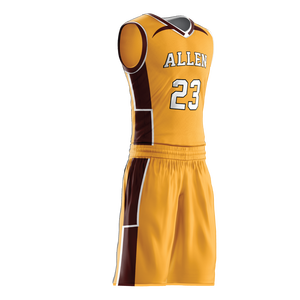 Ensembles de maillots et shorts de basketball pour hommes, personnalisables avec logo d'équipe, col en V, impression par transfert thermique, anti-UV, évacuation de l'humidité - Product Image 2