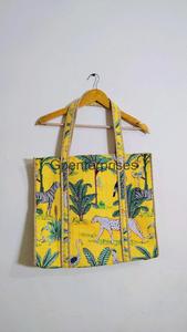 Elegante bolso de mano de algodón para mujer, ligero, reutilizable, diseño de Estampado de jungla, bolso de hombro para compras y viajes a la playa - Product Image 3