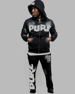 Ensemble sweat-shirt et pantalon de survêtement à imprimé délavé personnalisé, coton, streetwear, surdimensionné, lavage à l'acide, pour hommes, survêtement d'hiver - Product Image 1