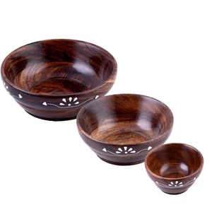 Cuenco de madera pequeño para servir, tazón de servicio con diseño impreso, redondo y elegante - Product Image 5