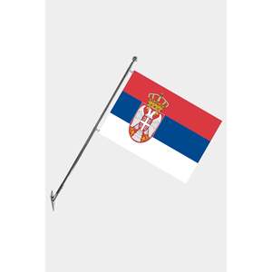 Serbia Wall-Mounted Telescopic Flagpole <b>Set</b> with Digital Printed Polyester Banners - Product Image 1