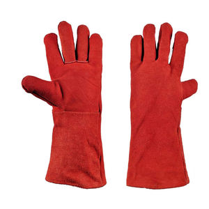 Gants de sécurité de travail en cuir longs rouges de 14 pouces gants en cuir de soudage hommes gant de travail de soudage Anti-feu - Product Image 2