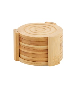 ชุดที่รองแก้วไม้สีล้วนทำมือสีแดงชุด6ชิ้นพร้อมขาตั้งไม้พรีเมี่ยม - Product Image 3