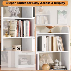 Estantería Grande Blanca de Madera con Armario de Almacenamiento y Cajones, Librería con Estantes Abiertos para el Hogar, Oficina o Sala de Estar - Product Image 3