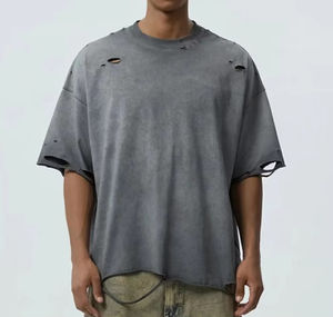 Boxy heavyweight Acid Wash Camiseta 100% algodón de lujo lavado Camiseta de gran tamaño personalizado en blanco Vintage camiseta para hombres - Product Image 1