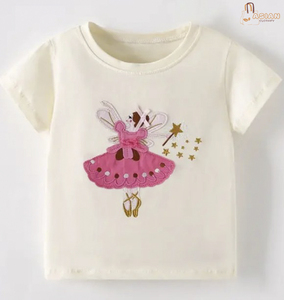 Camiseta informal de verano para niñas, ropa de punto estampada de algodón 100% para niños de 3 a 8 años, ropa informal para niños - Product Image 2